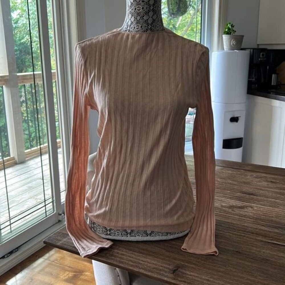 Vince 100% cotton medium high neck ribbed sweater lightweight NWT